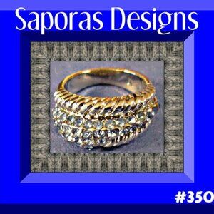 Size 6 Silver Tone Ring With Blue Crystals